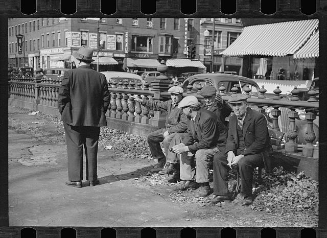 Photo:Manchester New Hampshire 1936 Men in Park Street Scene