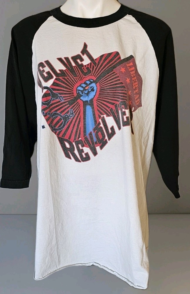 Vintage ORIGINAL 2004 Velvet Revolver Raglan Tour T-Shirt 2XL Slash Guns N Roses