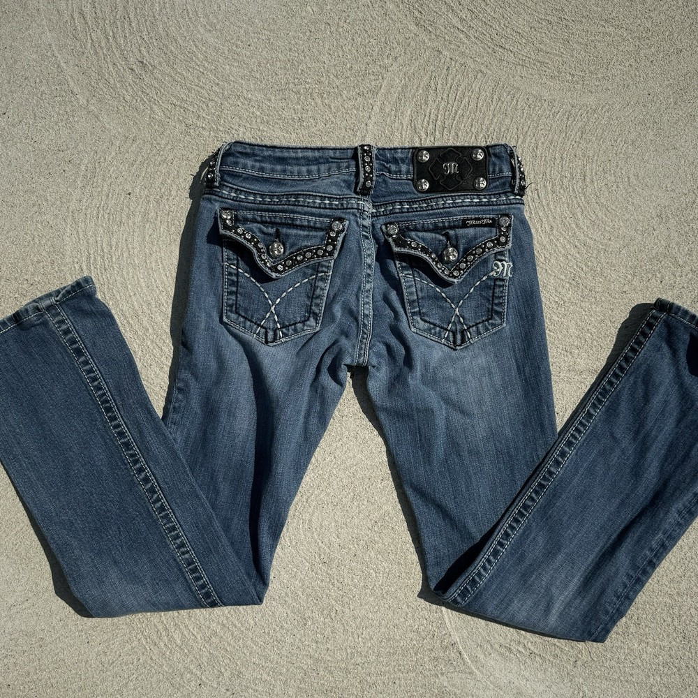 Vintage Y2K Miss Me low-rise jeans with diamond and stud detailing
