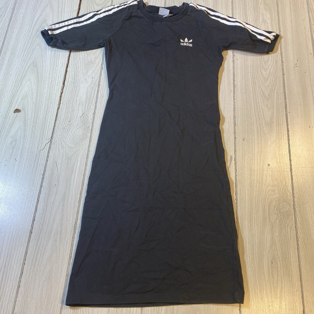 Adidas Women's 3-Stripes Single Jersey Boyfriend T-Shirt Dress Black S