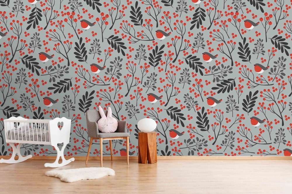 3D Leaf Fruit Bird Pattern Wall Murals Wallpaper Murals Wall Sticker