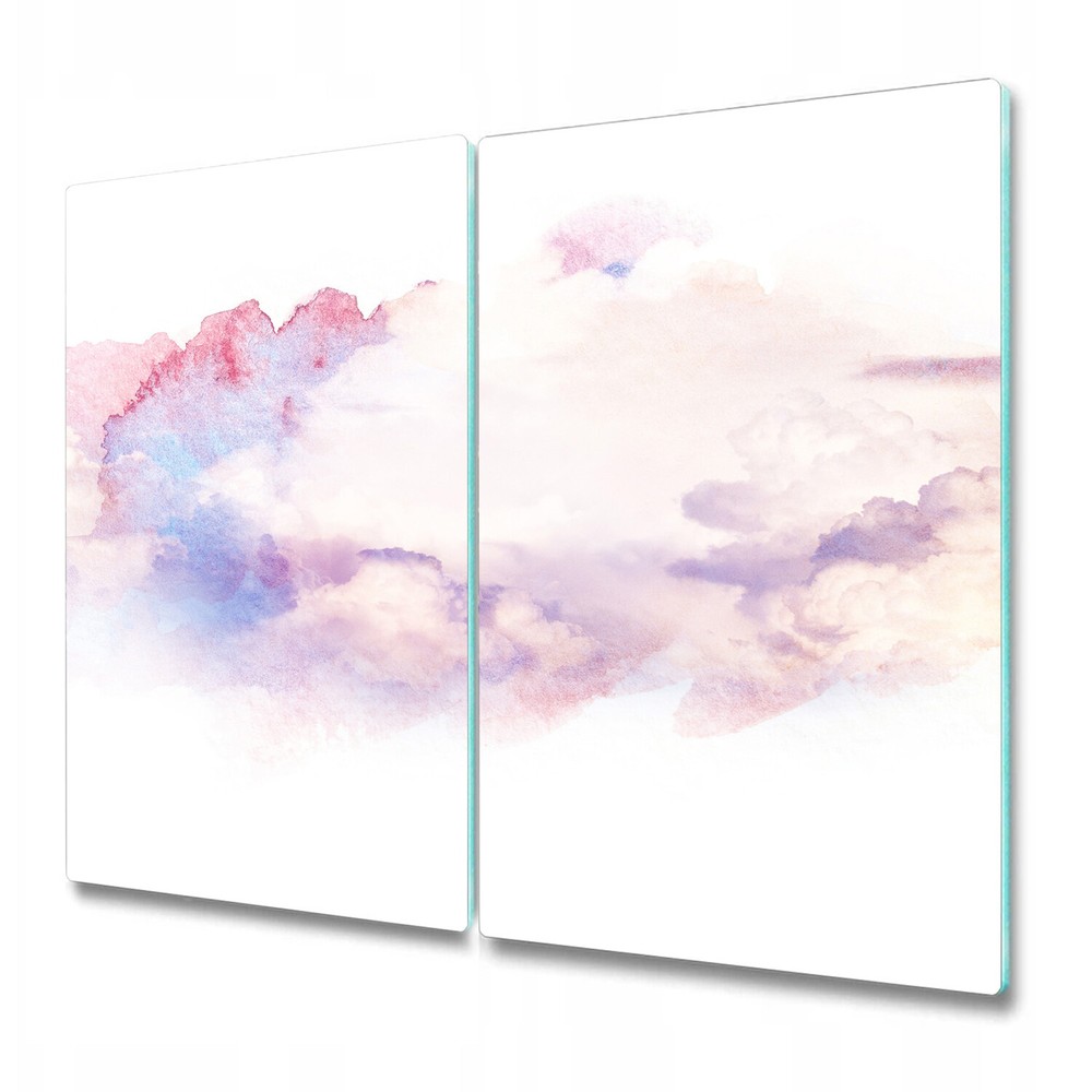 Abstract Glass Worktop Saver for Kitchen in Pink, White, and Clouds 2x30x52