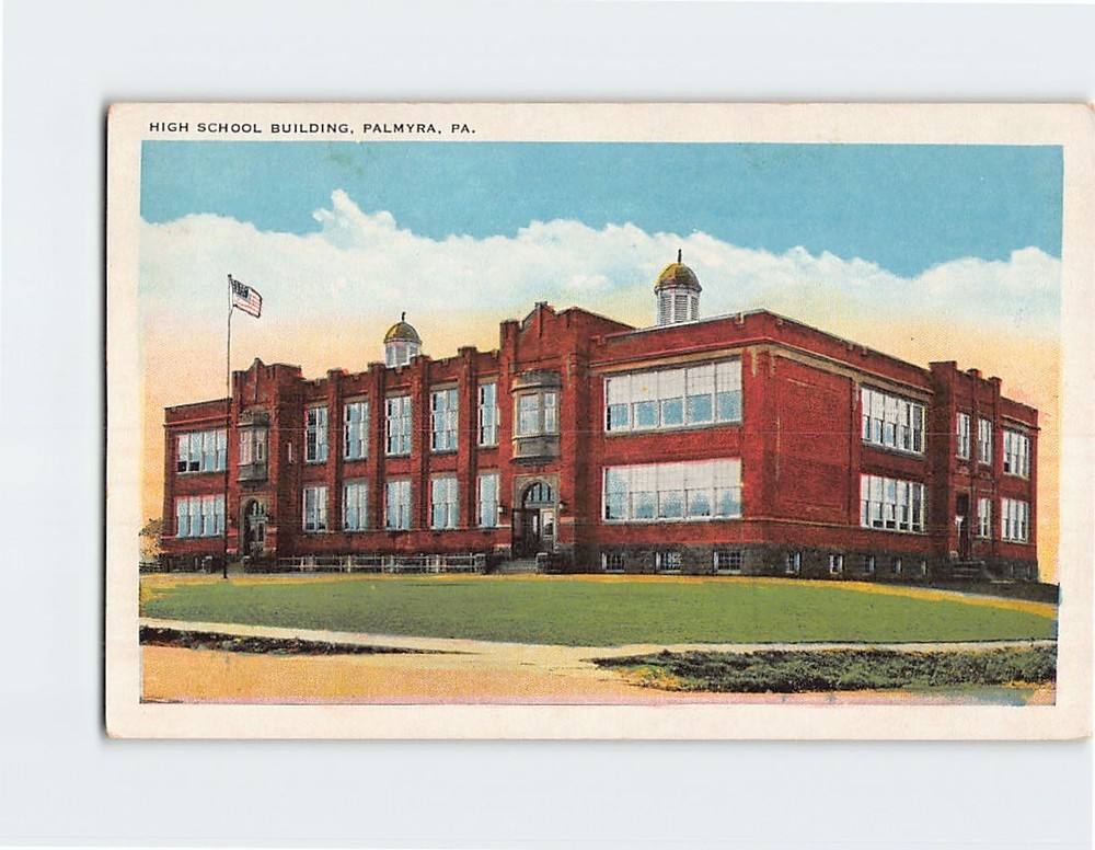 Postcard High School Building Palmyra Pennsylvania USA