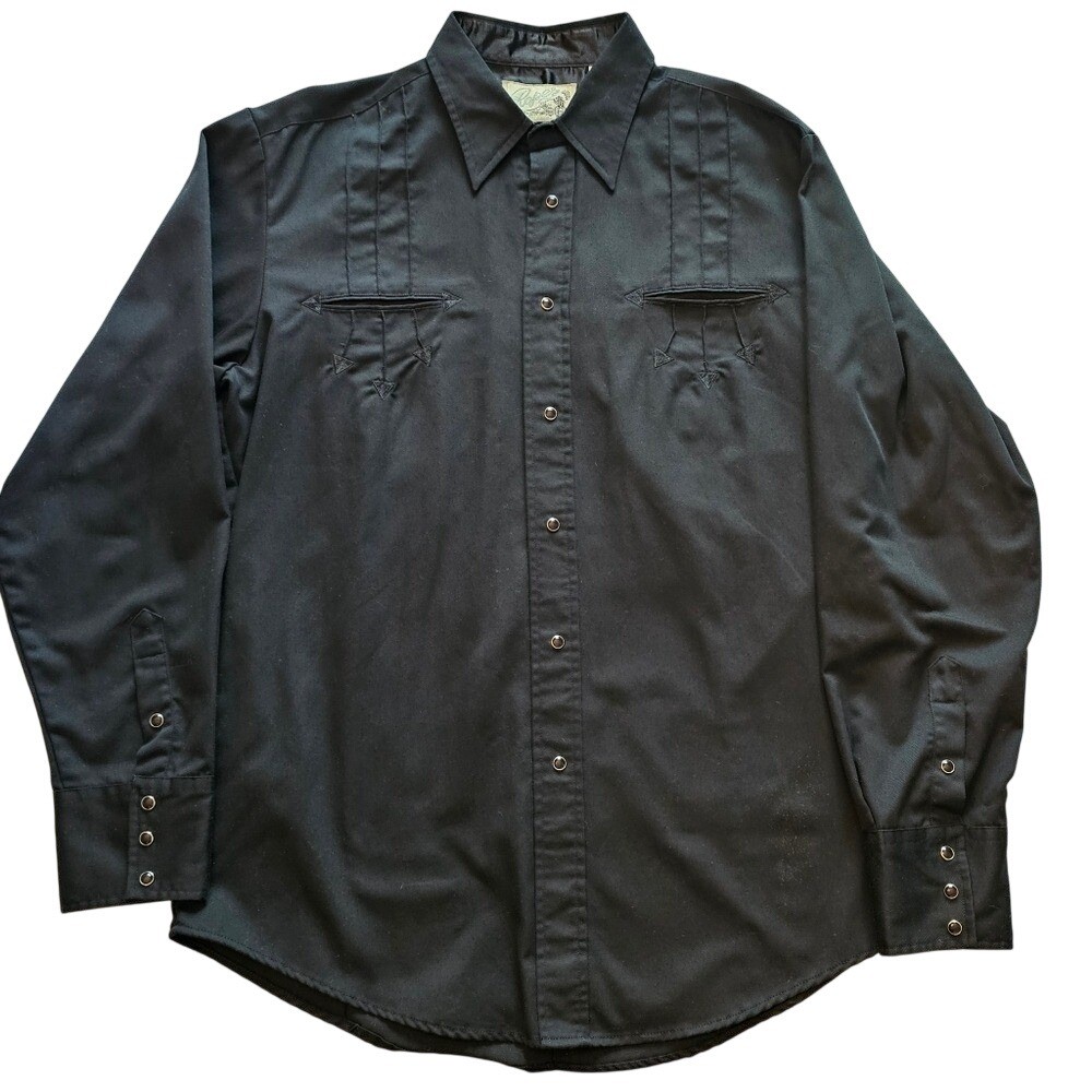 Vintage Roper Pearl Snap Western Shirt Mens L Black Cowboy Rodeo