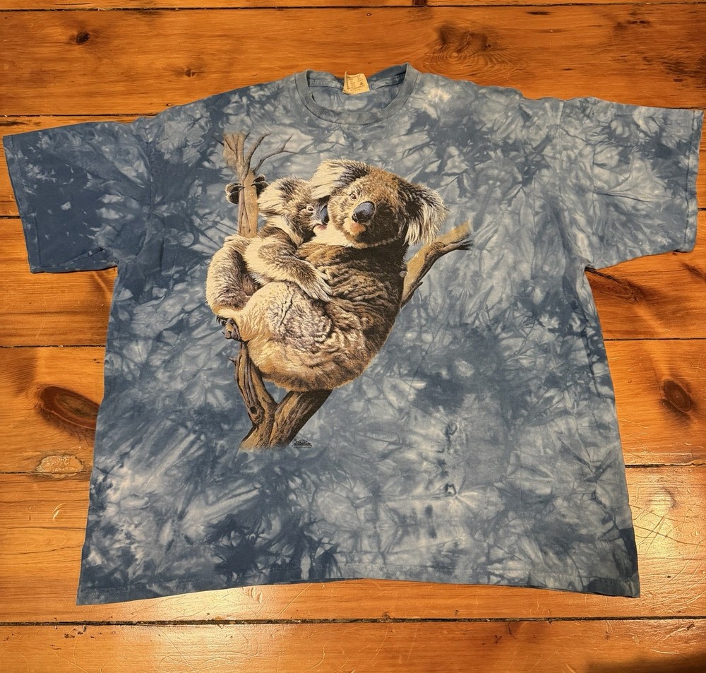 The Mountain Koala Shirt Mens L Blue Tie Dye Nature Animal Australia Y2K Vintage