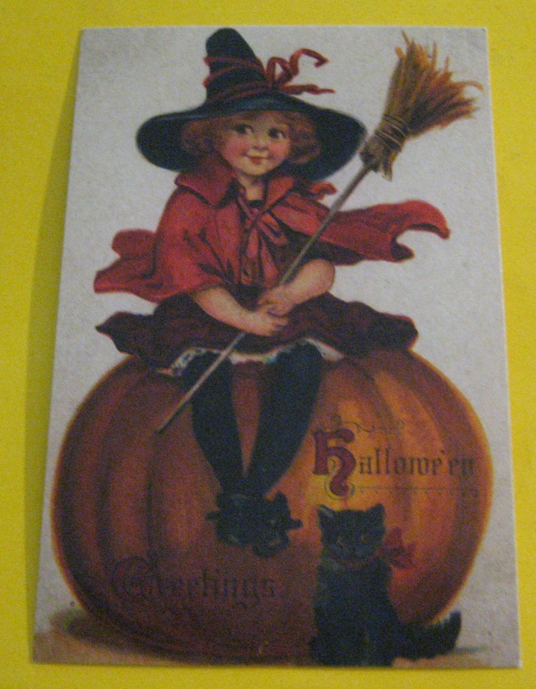 HALLOWEEN POSTCARD JACK O' LANTERN PUMPKIN SCRAPBOOKING UNUSED printed 2018