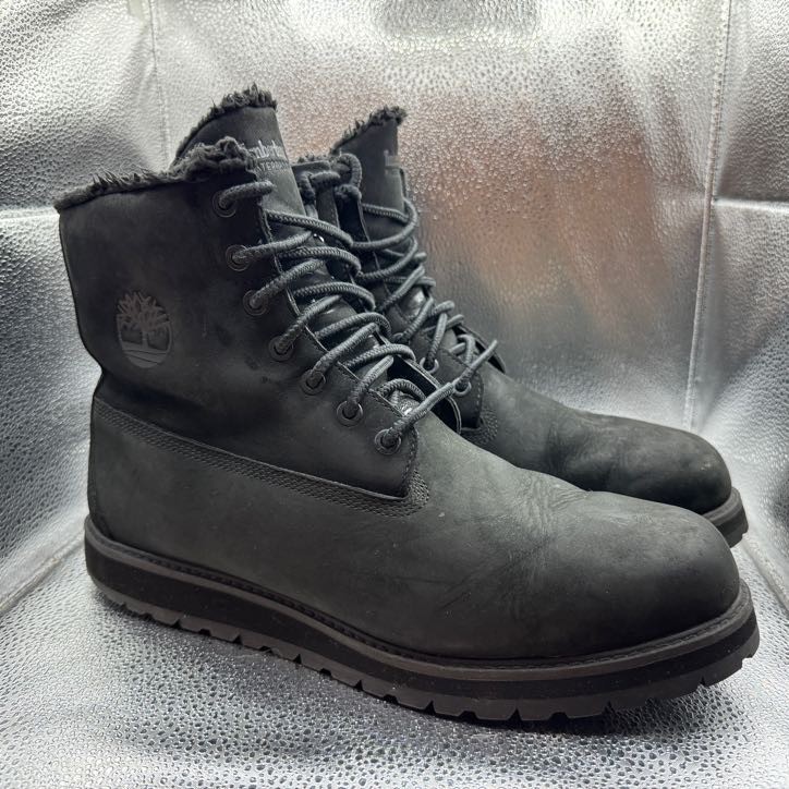 Men's Size 11 Timberland Richmond Ridge Black Waterproof Fur-Lined Leather Boots