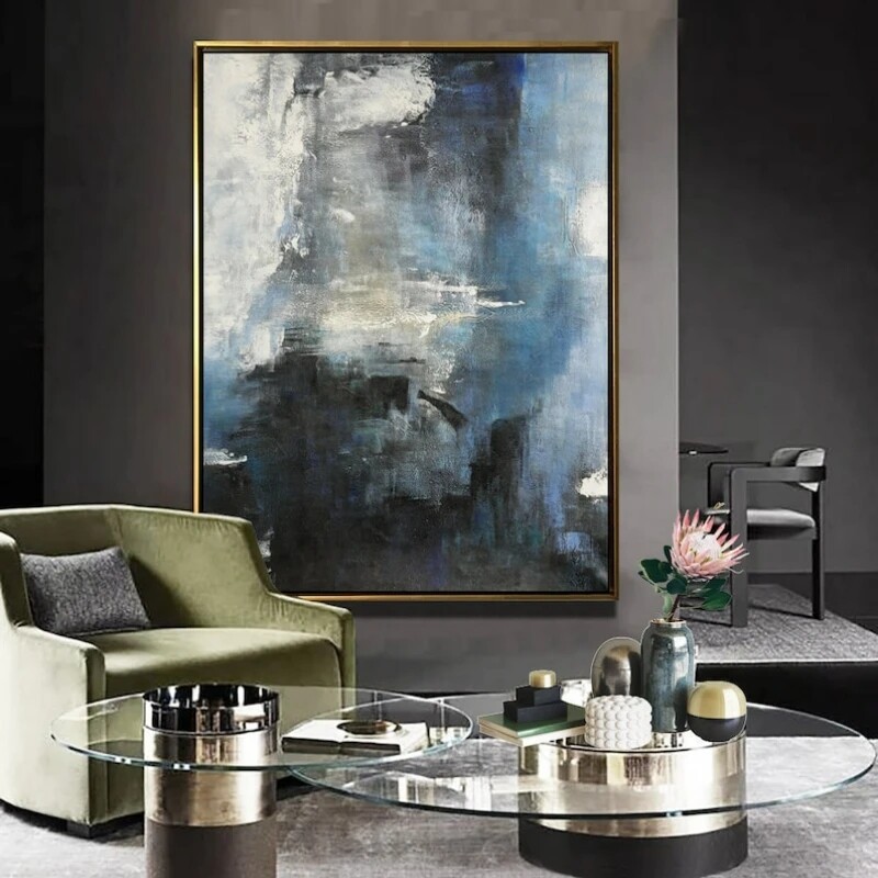 Abstract Blue Sea Art Painting Handmade on Canvas Painting Abstract Sky