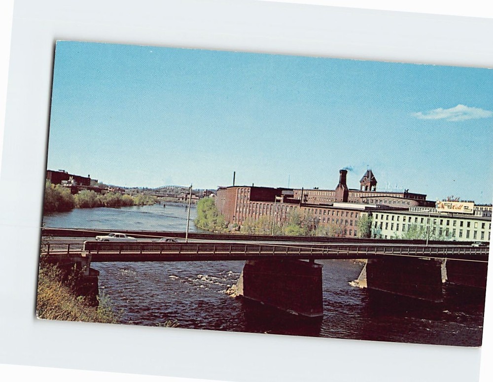 Postcard Queen City Bridge & Mills Manchester NH