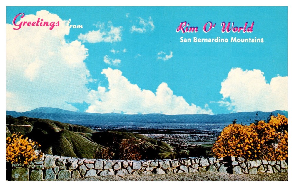 California Greetings from Rim O' World San Bernardino Mountains Chrome Postcard