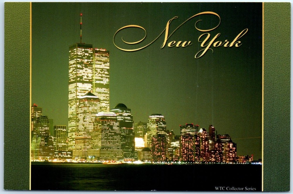 Postcard World Trade Center from New Jersey Shore NYC New York USA North America