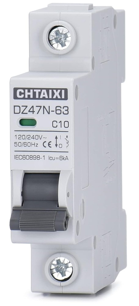 AC Miniature Circuit Breaker, 10 Amp 120V/240V 1 Pole DIN Rail Mount Circuit...