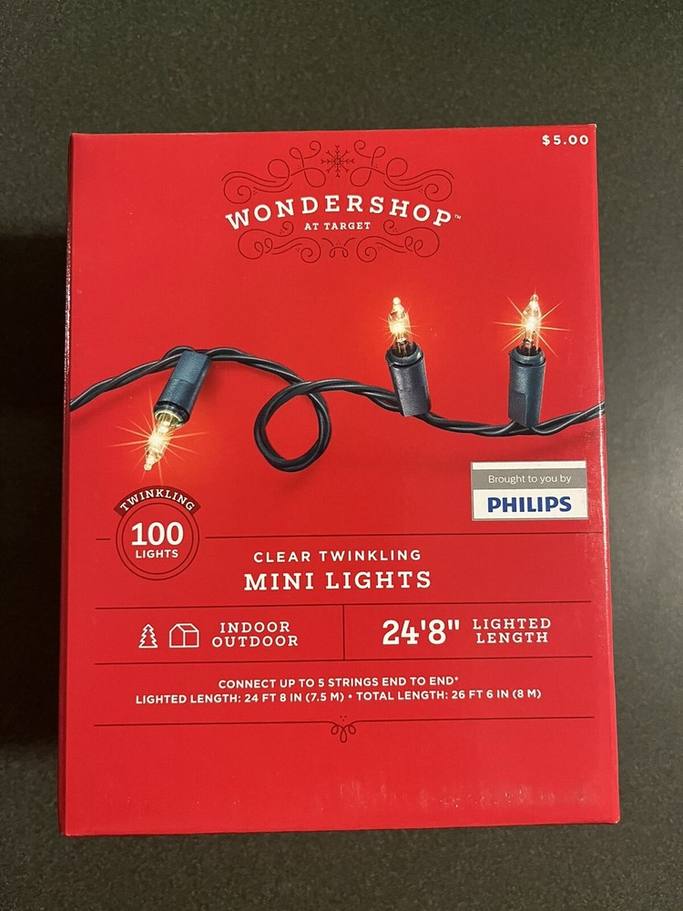 Wondershop Twinkling Clear Mini Lights Indoor/Outdoor  100 Count / NEW DEAL