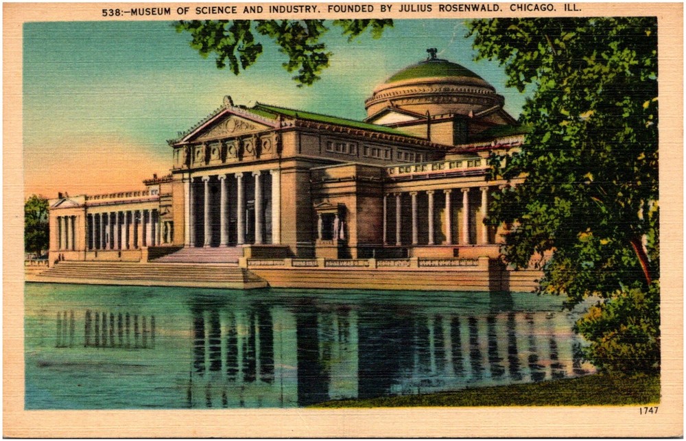 Museum of Science & Industry Julius Rosenwald Chicago Illinois IL Linen Postcard