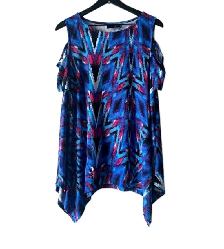 Rafaella Womans Cold Shoulder Top Size XL Multicolor