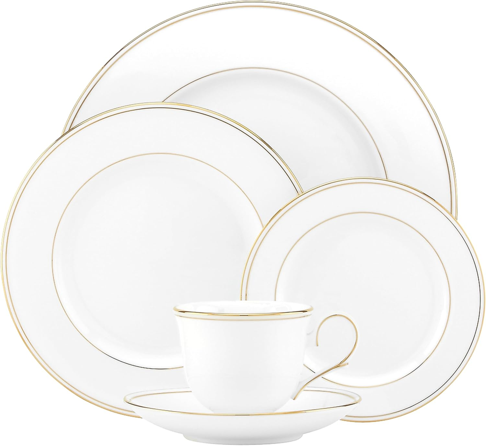 5-Piece Place Setting Federal Gold, White