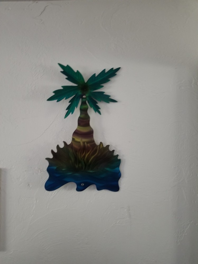 Metal wall art palm tree beach decor original art Abstract ocean art plasma cut-image