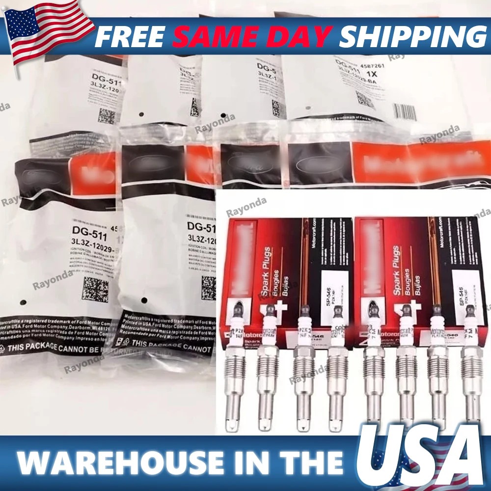 8 Sets DG511 Ignition Coil & Spark Plug SP546 For Motorcraft F150 Ford Lincoln