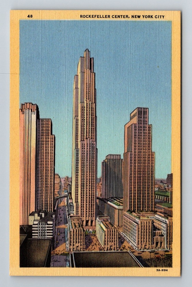 New York City NY,, Rockefeller Center RCA Tower Skyline Vintage Postcard
