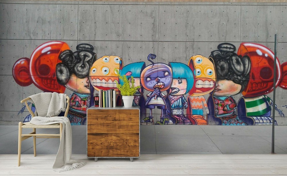 3D Cartoon Graffiti Wallpaper Wall Mural Removable Self-adhesive 307