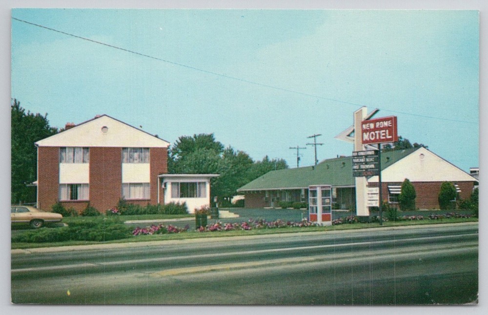 NEW ROME MOTEL Columbus Ohio Vintage Postcard 1960s/70s Roadside Americana