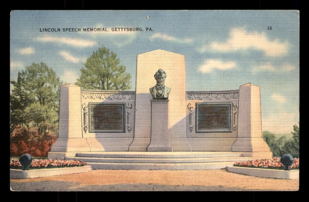 Lincoln Speech Memorial Gettysburg PA Unp Linen Postcard