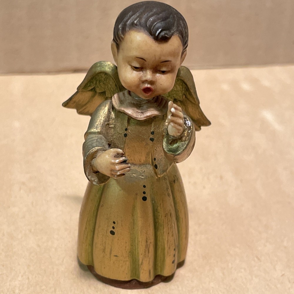 Vintage ANRI TORIART Gold Angel Figure Musician Christmas Orchestra 3 1/4”
