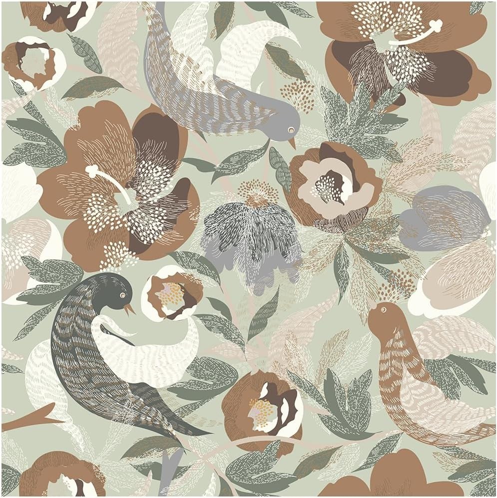 Retro Peel and Stick Waterproof Wallpaper, Boho Vintage Floral Self Adhesive Con