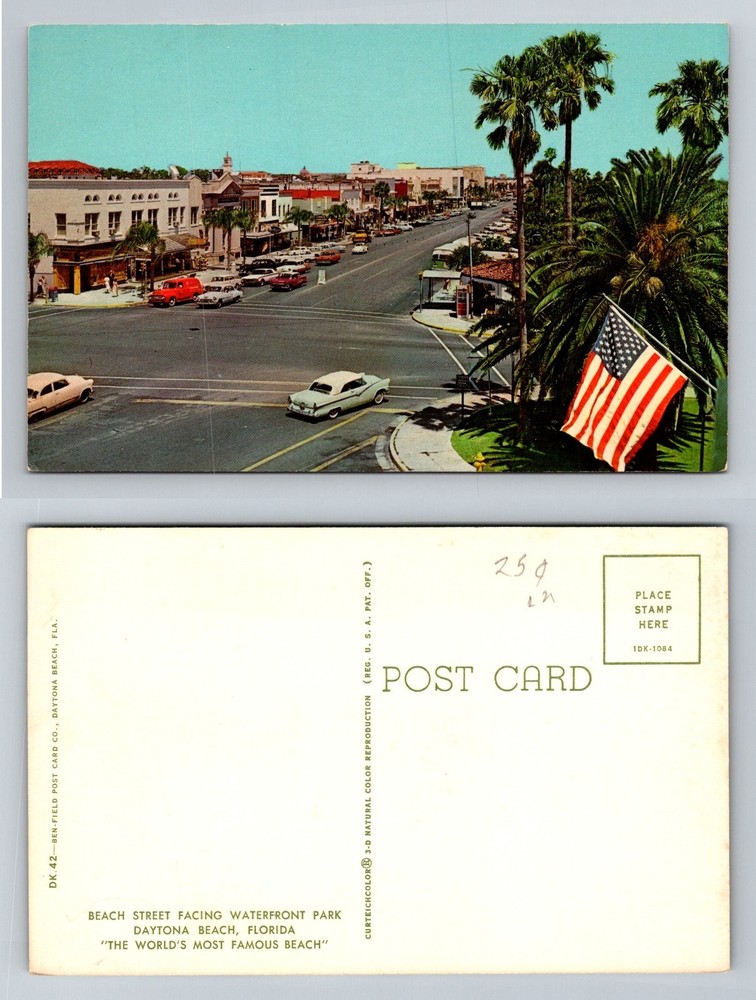 Daytona Beach, FL-Florida, Beach Street Waterfront Park Shops Vintage Postcard