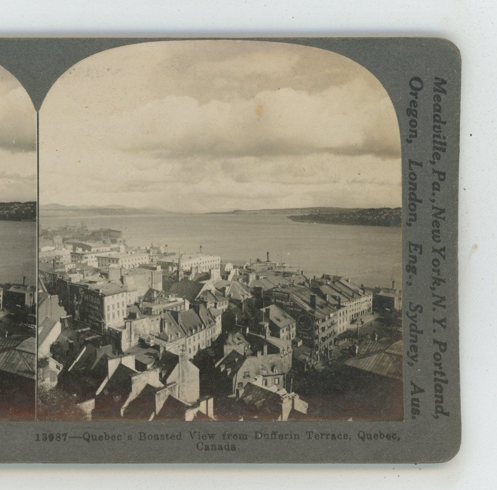 Quebec's View from Dufferin Tower Quebec Canada Keystone Stereoview