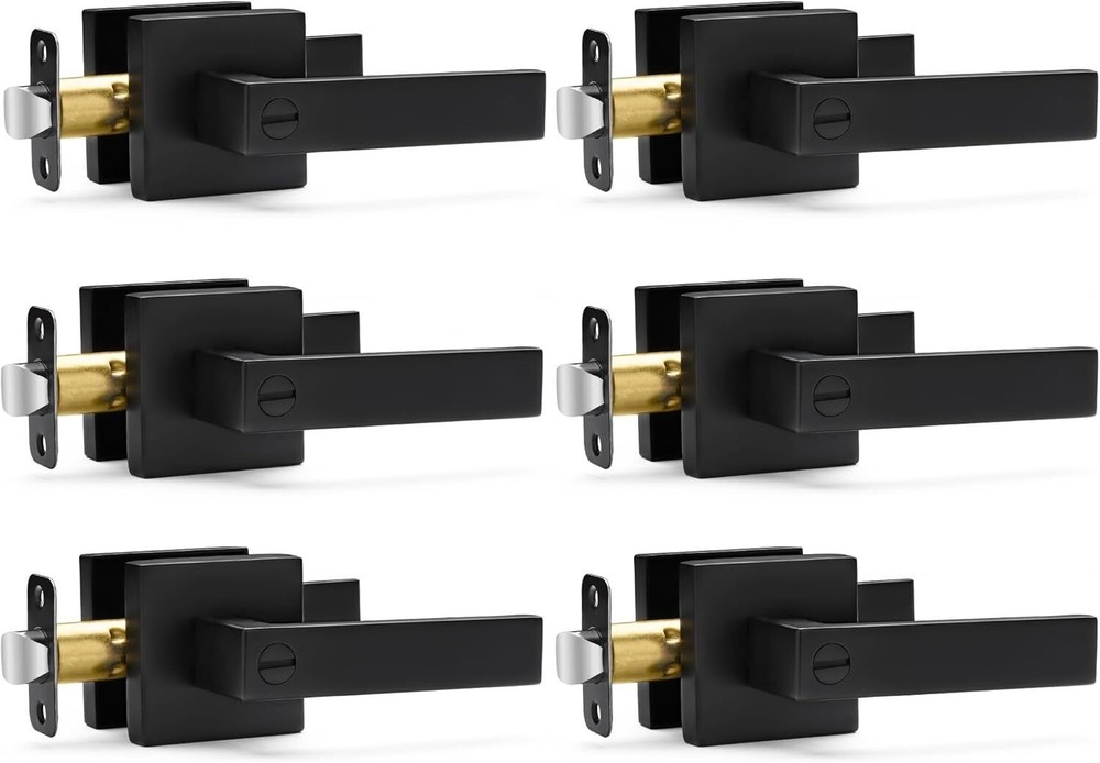 6 Pack Matte Black Door Handles Privacy Door Levers,Heavy Duty Bed and Bath Door