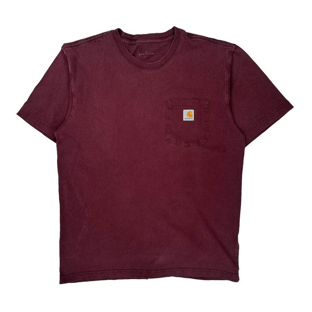 Carhartt T-Shirt - Large Burgundy Cotton