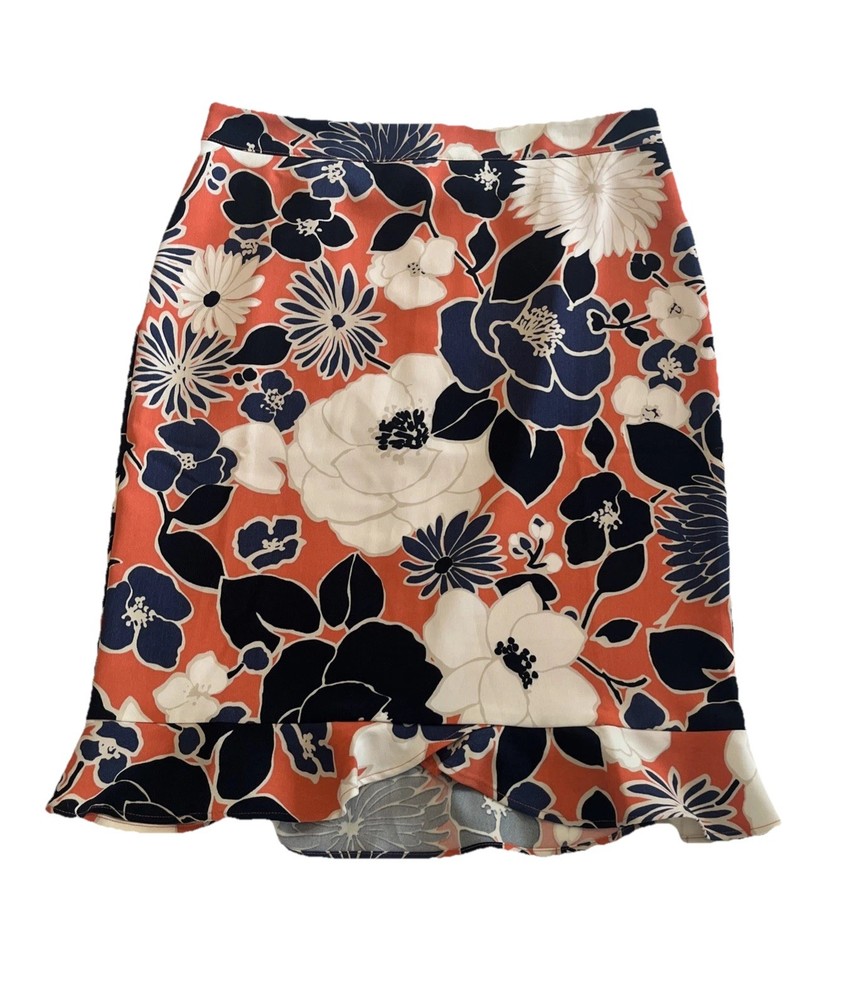 Ann Taylor Women's Pencil Skirt Preach Floral , Size 10 lined