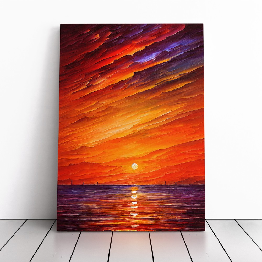 Ocean Sunset View No.6 Canvas Wall Art Print Framed Picture Home Office Decor