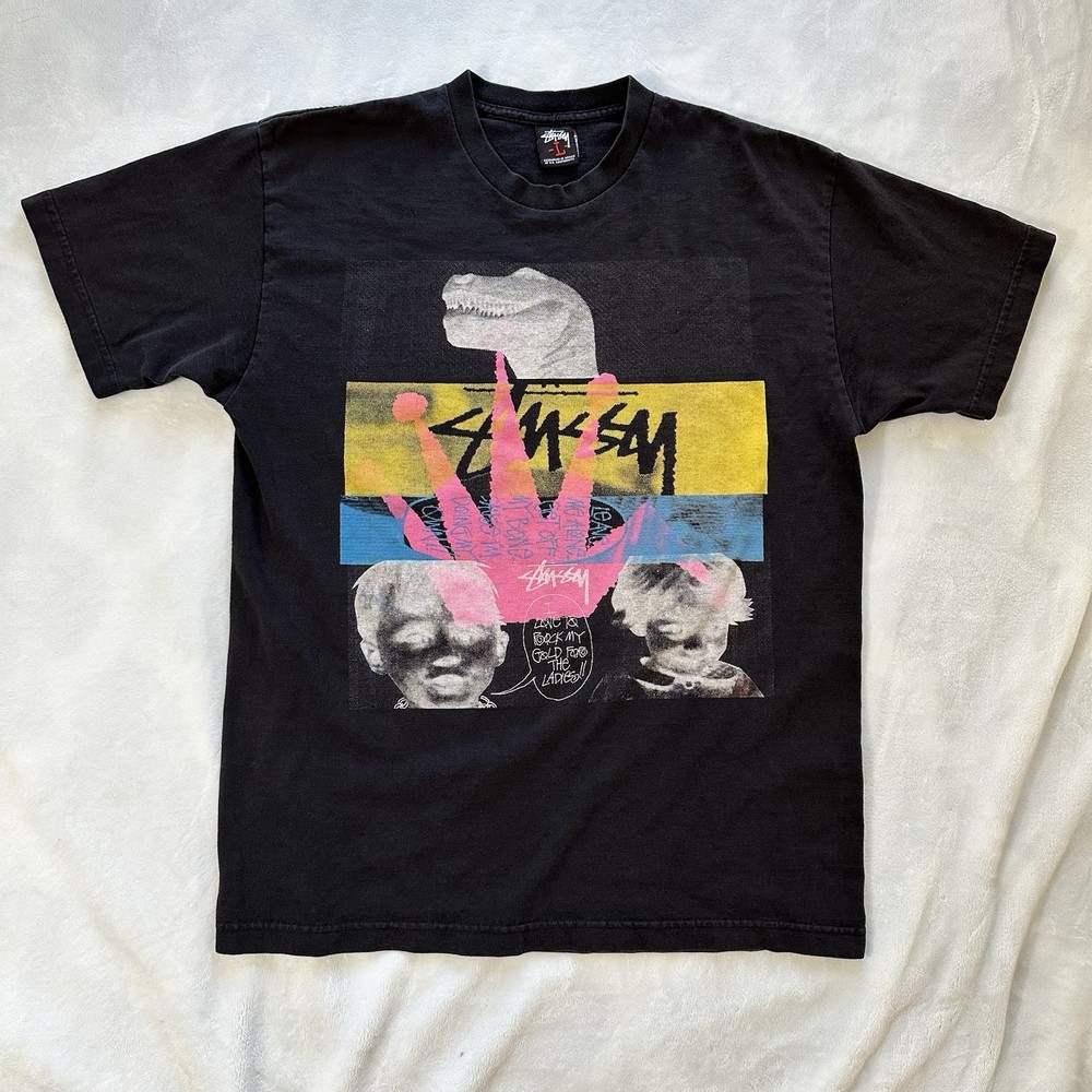 VINTAGE Stussy “I Love To Rock My Gold For The Ladies” T-Shirt Mens L Black