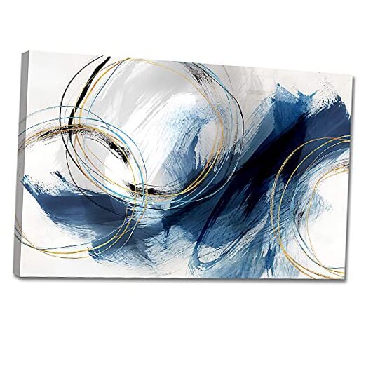 Wall Art Canvas Abstract Art Paintings Fantasy Colorful Graffiti 48x32in Blue-image