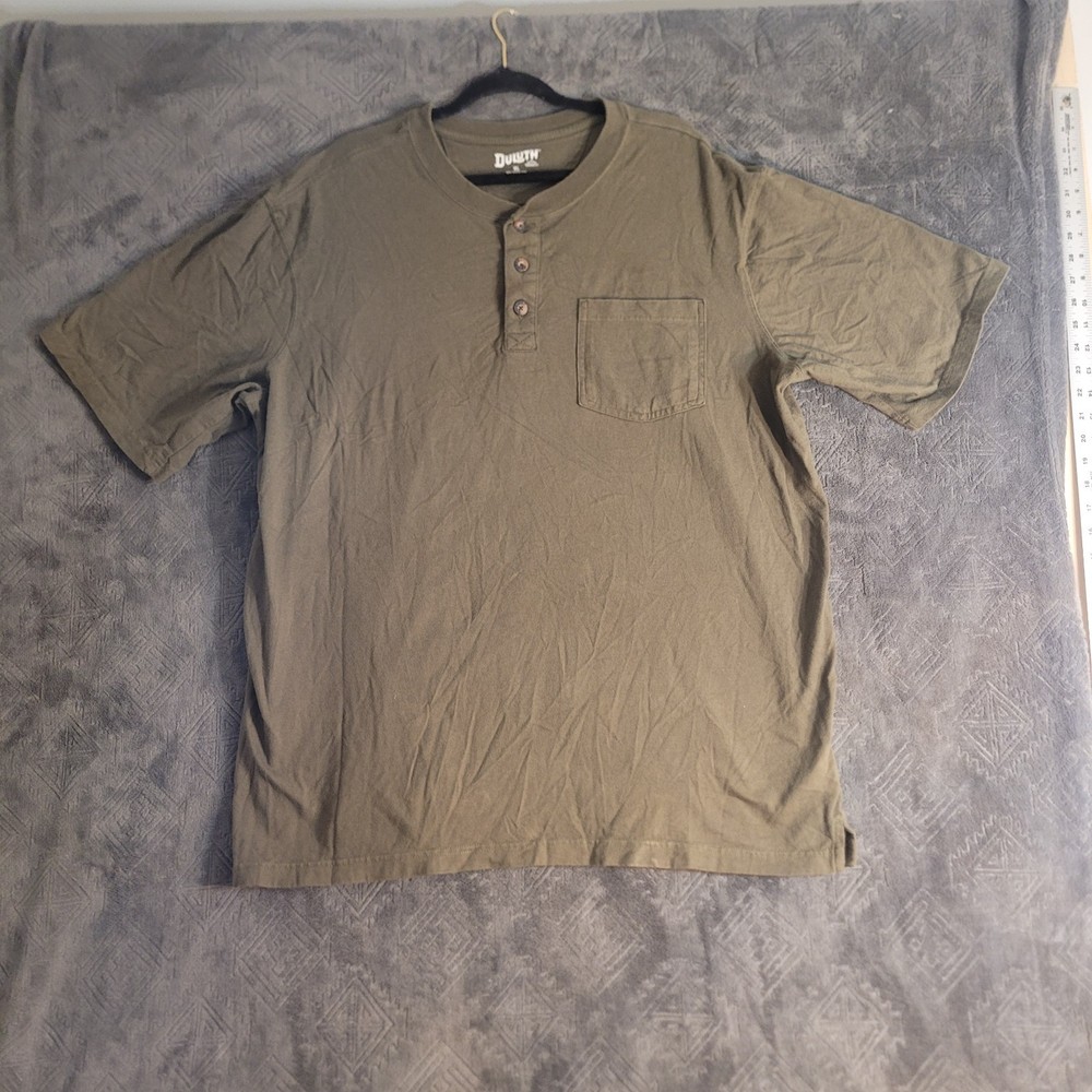 Duluth Trading Co Men's Henley Longtail Relaxed Fit T-Shirt Green Size XL Henley