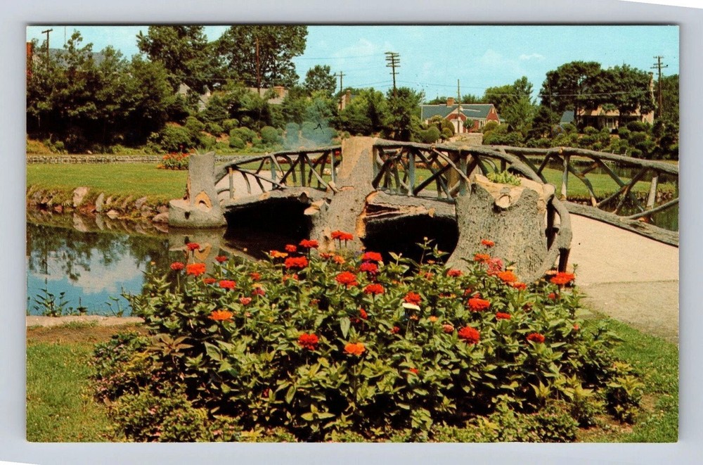 Pawtucket RI-Rhode Island, Slater Park Rustic Bridge, Antique Vintage Postcard