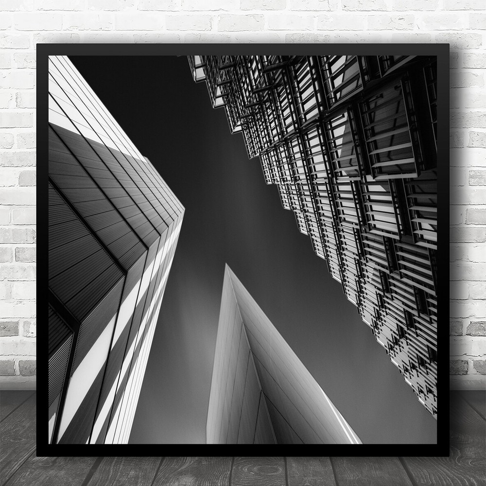 Architecture Look Up View Buildings Geometric Square Wall Art Print