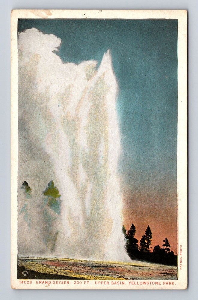 Yellowstone National Park-Grand Geyser, Upper Basin Antique Vintage Postcard