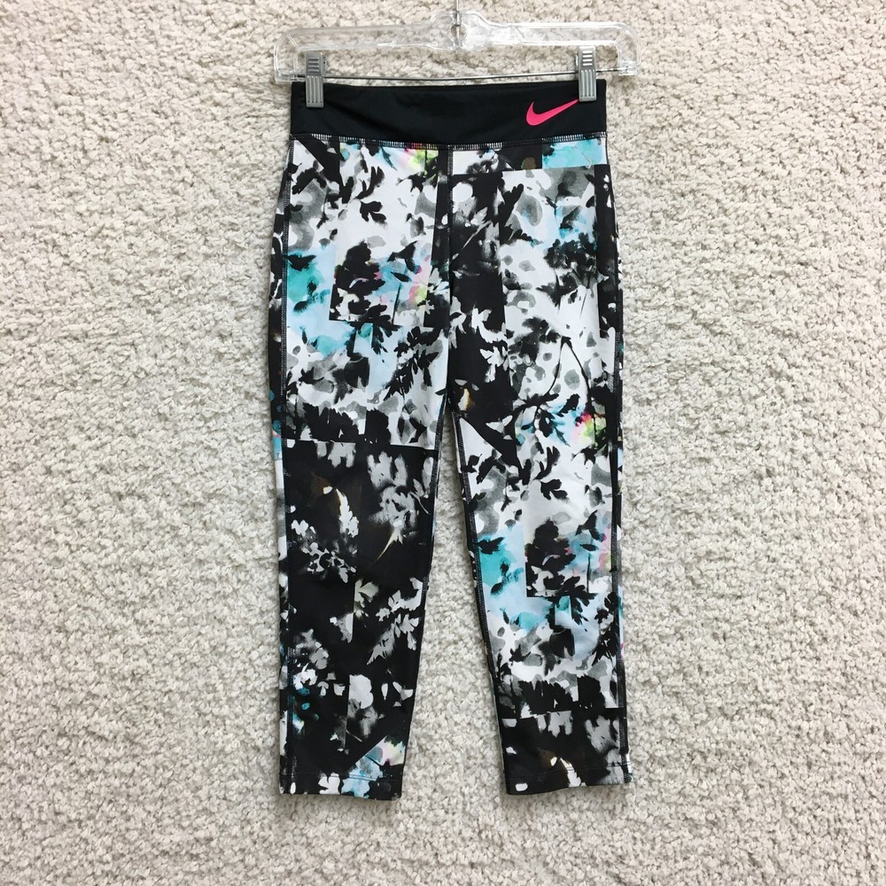 Nike Leggings Large Adult Black Dri Fit Swoosh Abstract Pull On Yoga Womens L