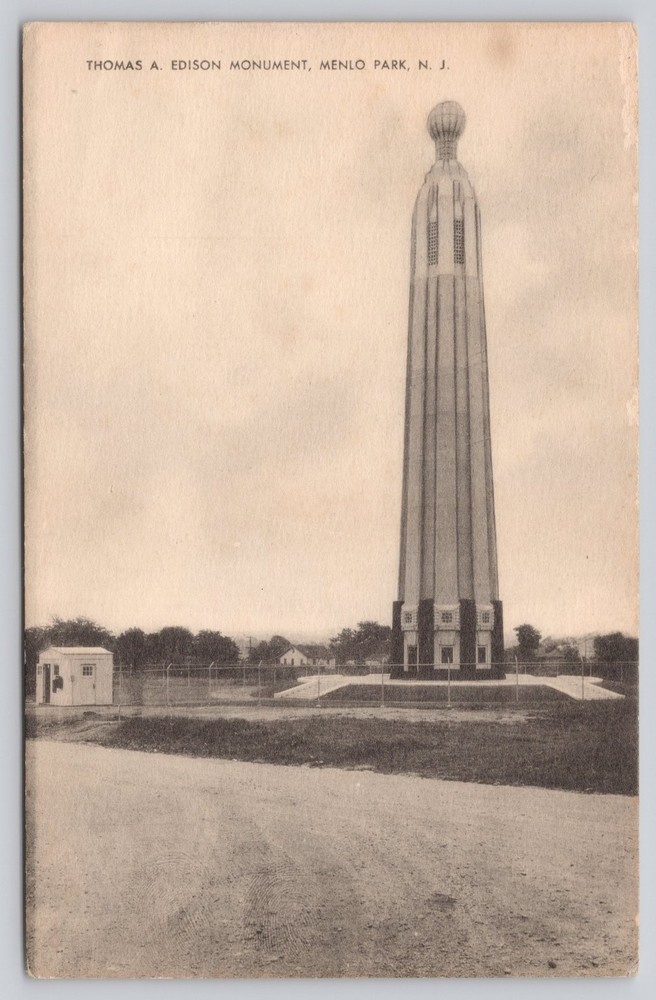 Thomas A. Edison Monument Menlo Park NJ Postcard Mayrose Co New York