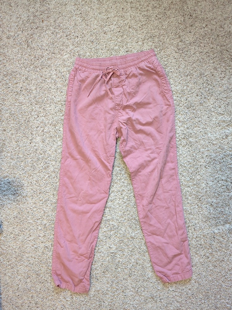 YMC London Mens Medium Line Cotton Blend Pants Pink Straight Leg Elastic Waist