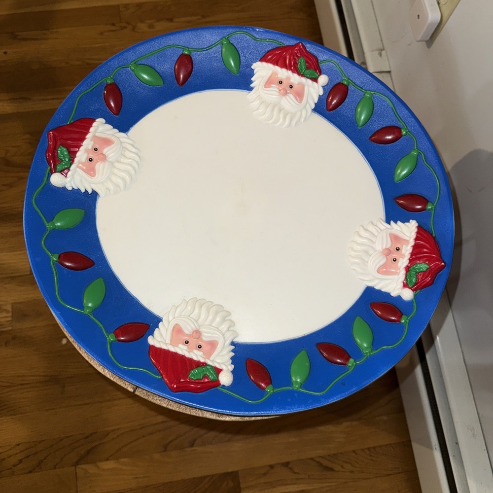 Vtg Santa Plastic Cookie Tray Platter Plate Serving Christmas Easter Unlimited