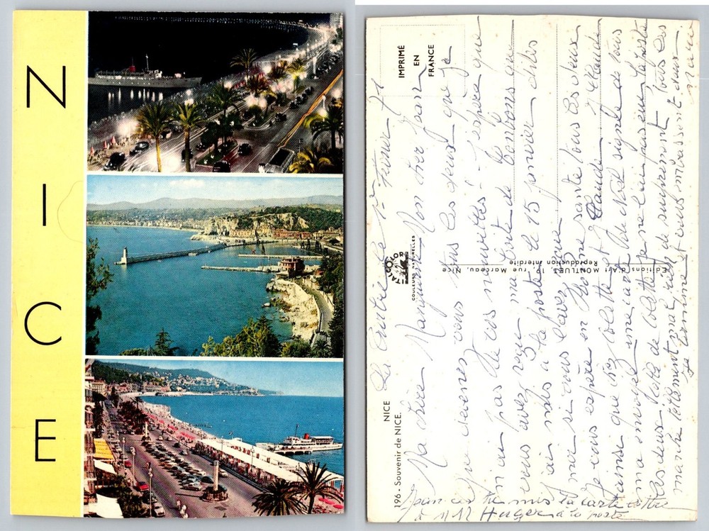 Vintage Nice France Postcard Promenade des Anglais Port Lympia View