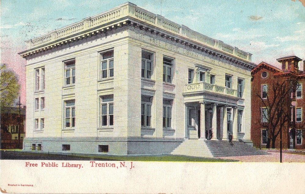 Trenton NJ Free Public Library  1908 UDB  Postcard *