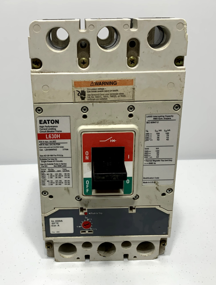 Eaton LGH3630NN High Performance Circuit Breaker 3 Pole 630A 600V