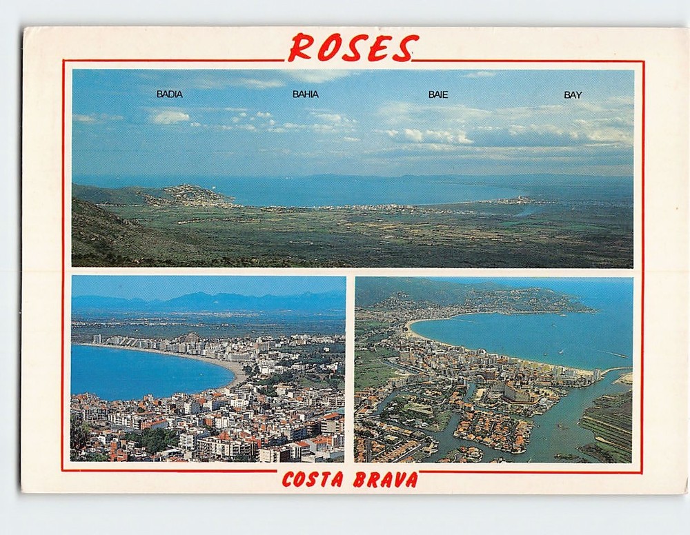 Postcard Aerial View Roses Costa Brava Spain