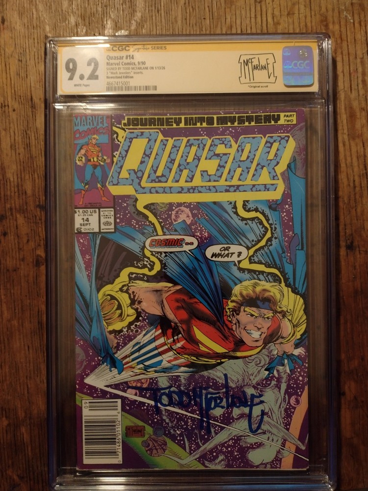 Quasar 14 MARK JEWELER Variant Newsstand Edition  SIGNED BY TODD MCFARLANE 🔥🔥