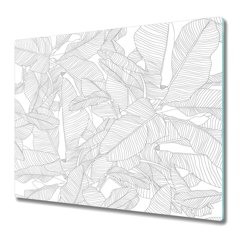 Glass Worktop Saver with Minimalist Tropical Banana Leaf Foliage Design
